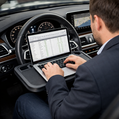Steering Wheel Laptop & Food Tray – Portable Car Desk with Cup Holder