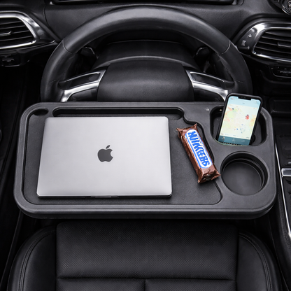 Steering Wheel Laptop & Food Tray – Portable Car Desk with Cup Holder
