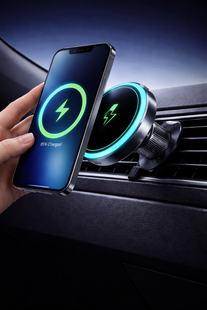 Ultra-Fast Wireless Car Charger Mount for iPhone – Magnetic Air Vent Holder