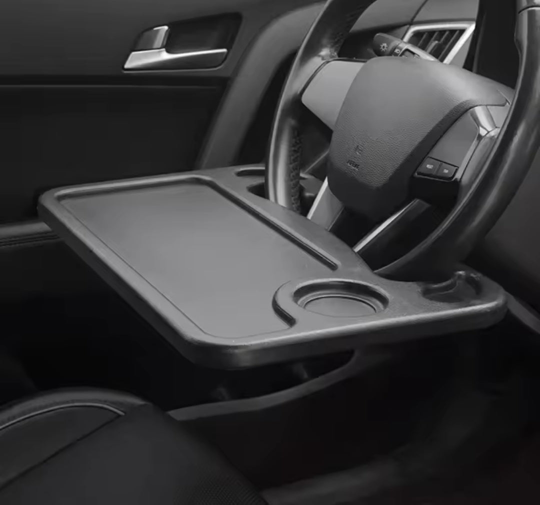 Steering Wheel Laptop & Food Tray – Portable Car Desk with Cup Holder