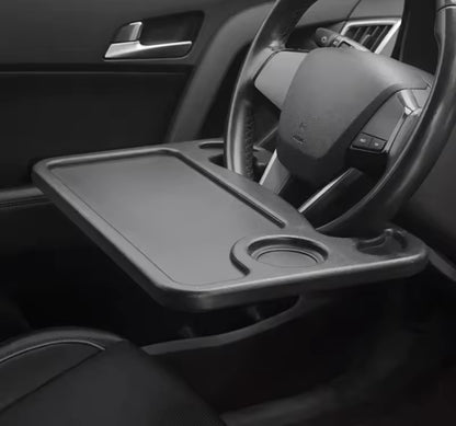 Steering Wheel Laptop & Food Tray – Portable Car Desk with Cup Holder